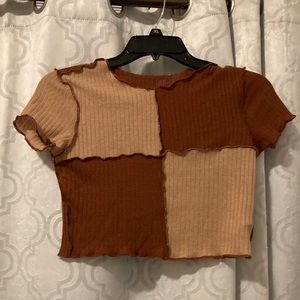 Cropped brown and cream top